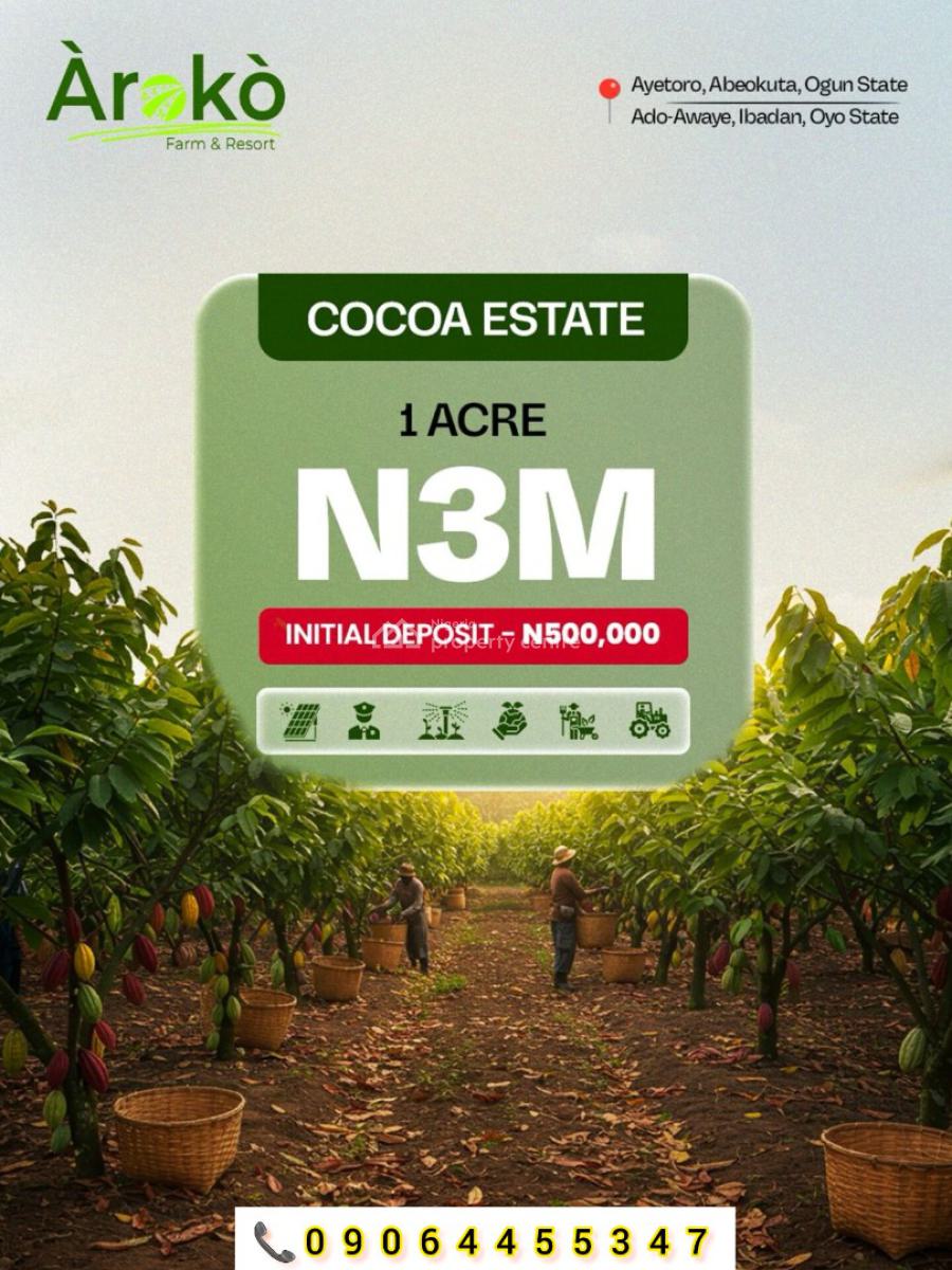 Cocoa Farm Lands: Acres and Hectares, Aiyetoro Town, Abeokuta North, Ogun, Land for Sale