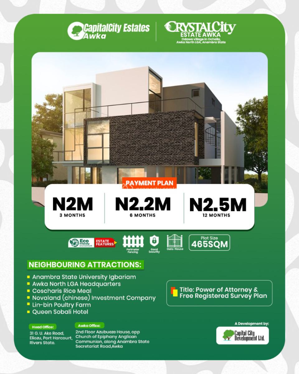 Govt Approved Estate, Strategically Located, Crystal City Estate, Achalla Town, Awka, Anambra, Mixed-use Land for Sale