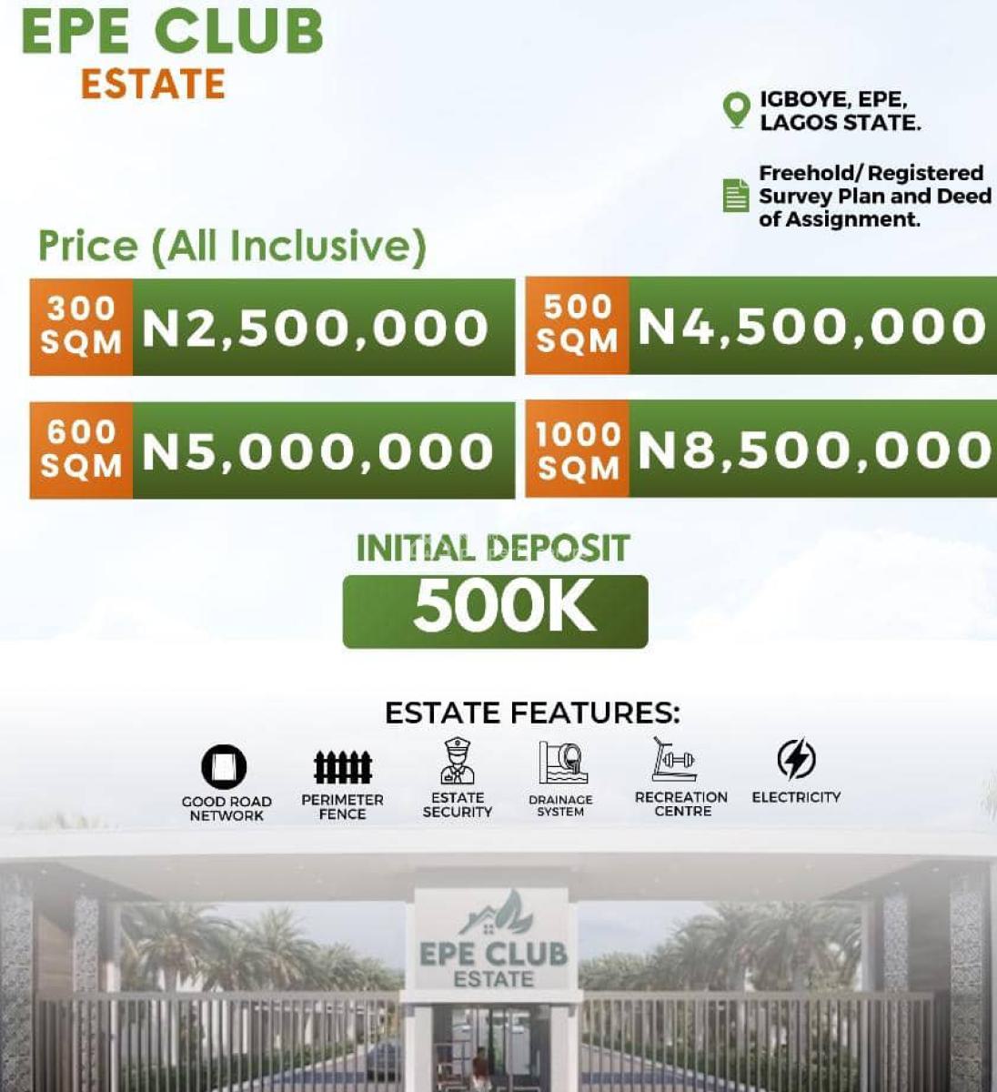 Affordable Plots of Land in a Strategic Location, Epe Club Estate, Igboye Community, Epe, Lagos, Mixed-use Land for Sale