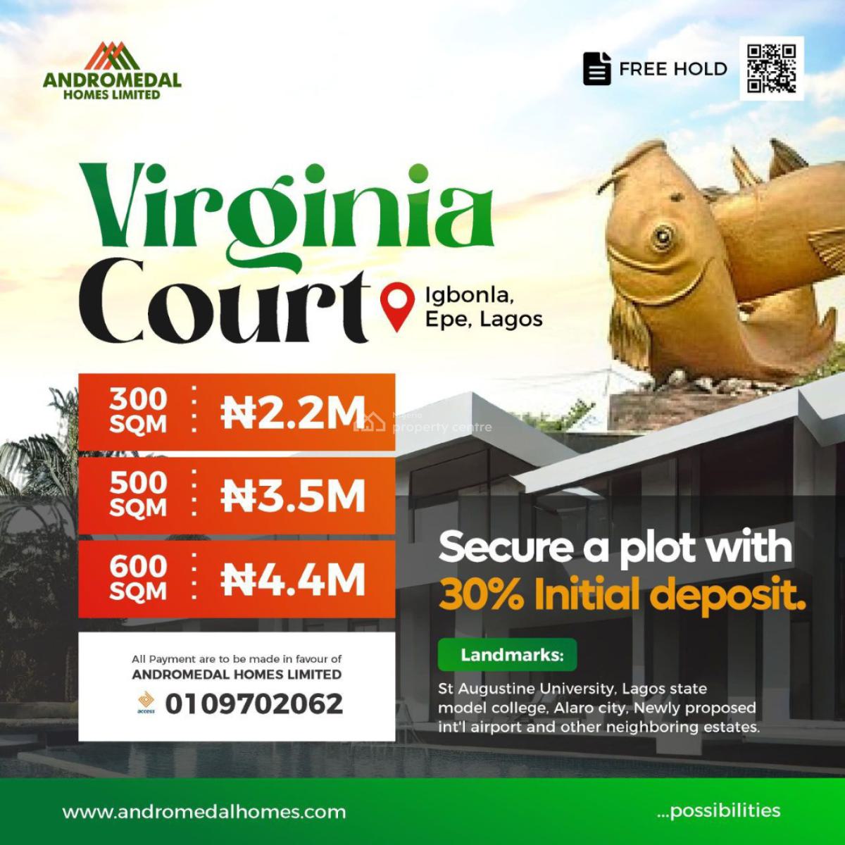 Land with Freehold and Registered Survey, Virginia Court, Igbolna, Epe, Lagos, Residential Land for Sale