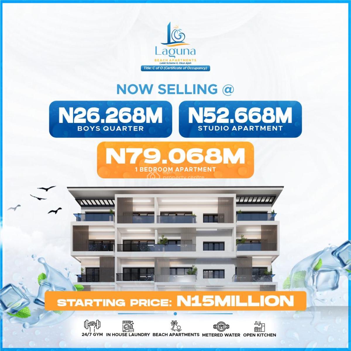 Own a Beach Front Apartment in Laguna Beach Apartments, Own a Unit with 15 Million Deposit and Earn Steady Passive Income, Okun-ajah, Ajah, Lagos, Self Contain (single Rooms) for Sale