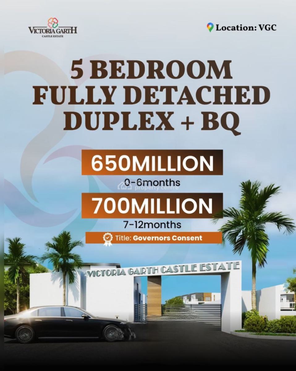 5 Bedroom Detached House ( 12 Months Payment on Plan, Vgc, Vgc, Lekki, Lagos, Detached Duplex for Sale