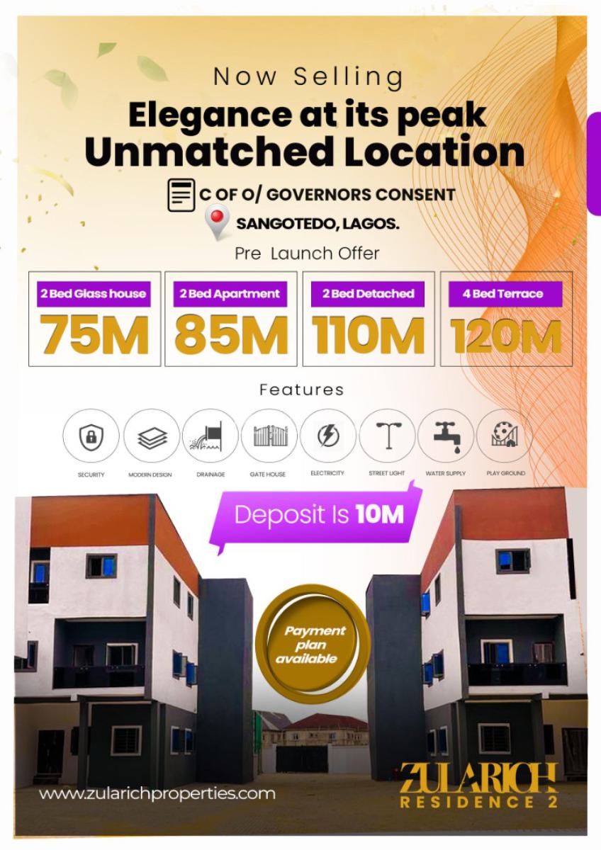 2 Bedroom Flat, Zularich Residences 2, Monastery Road, Sangotedo, Ajah, Lagos, Flat / Apartment for Sale