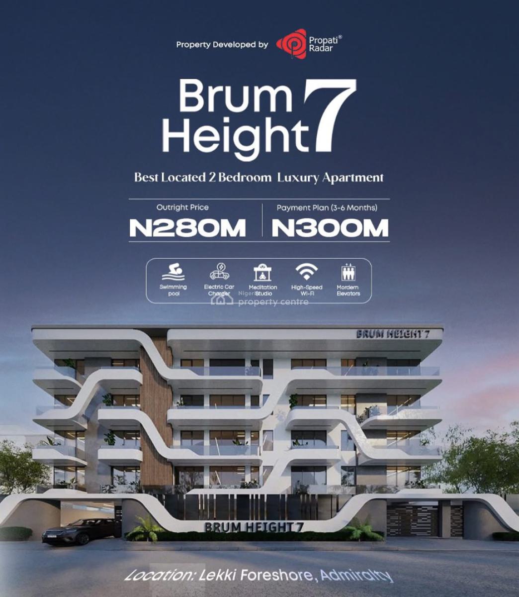 Brum Height 7 Apartments, Luxury 2 Bedroom Apartment with Pool, Gym, Lekki Foreshore, Off Freedom Way Lekki Phase 1 Lagos, Lekki Phase 1, Lekki, Lagos, Flat / Apartment for Sale
