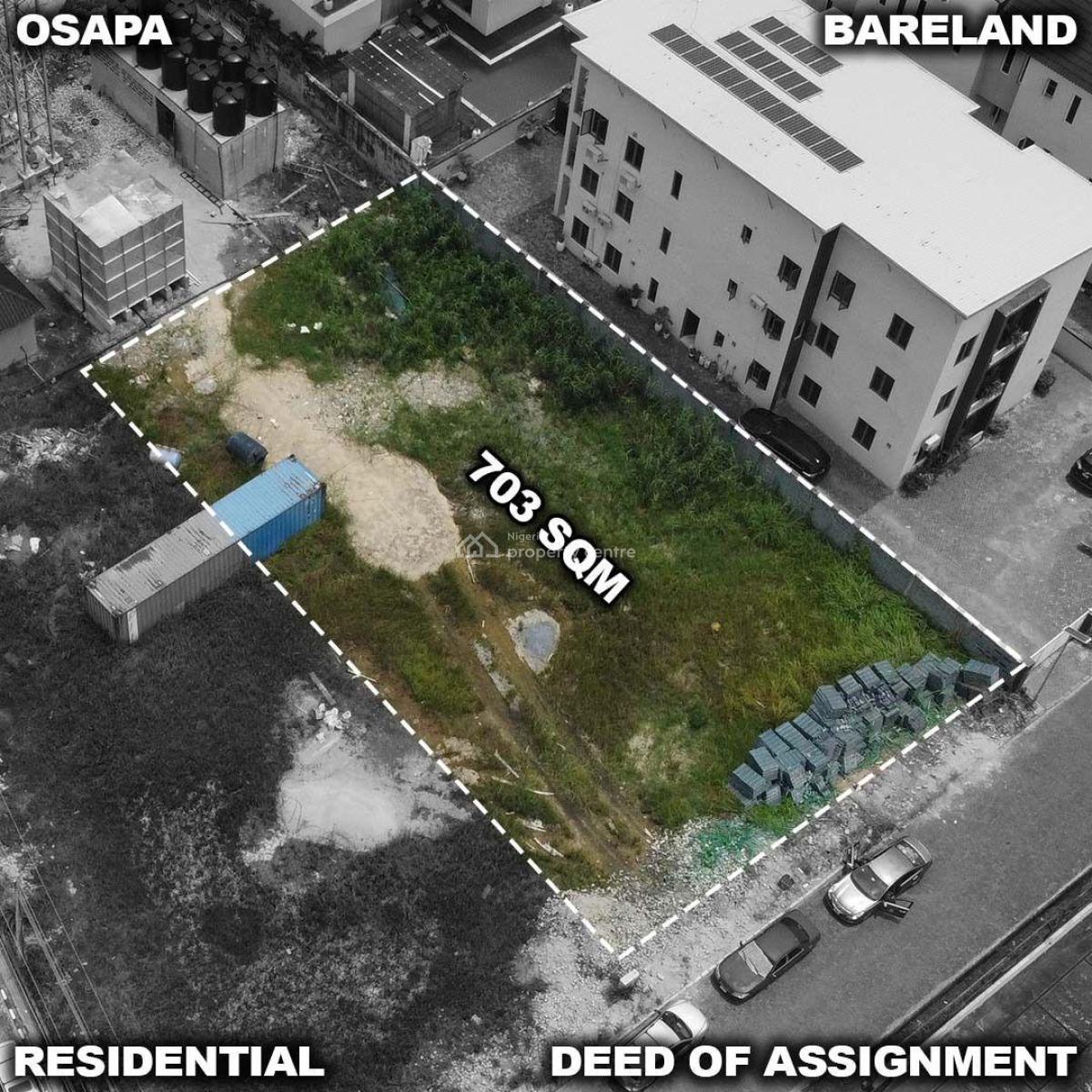 Bareland 703 Square Meter Land, Osapa, Lekki, Lagos, Residential Land for Sale