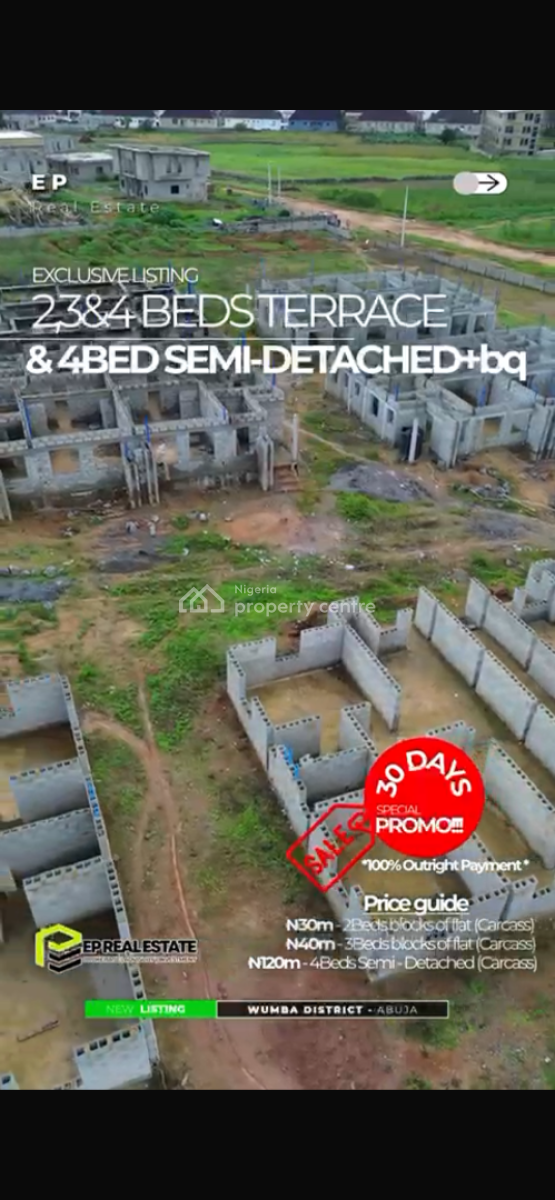 4 Bedroom Terrace Duplex with Bq, Wumba, Abuja, Terraced Duplex for Sale