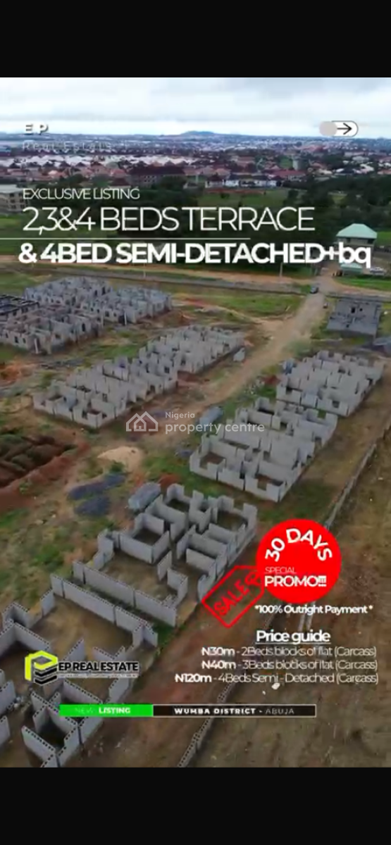 4 Bedroom Terrace Duplex with Bq, Wumba, Abuja, Terraced Duplex for Sale