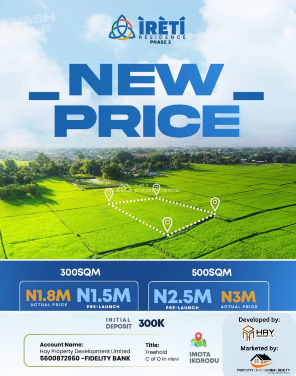 Land with Freehold and C of O in View, Ireti Residence Phase 2, Imota, Ikorodu, Lagos, Residential Land for Sale