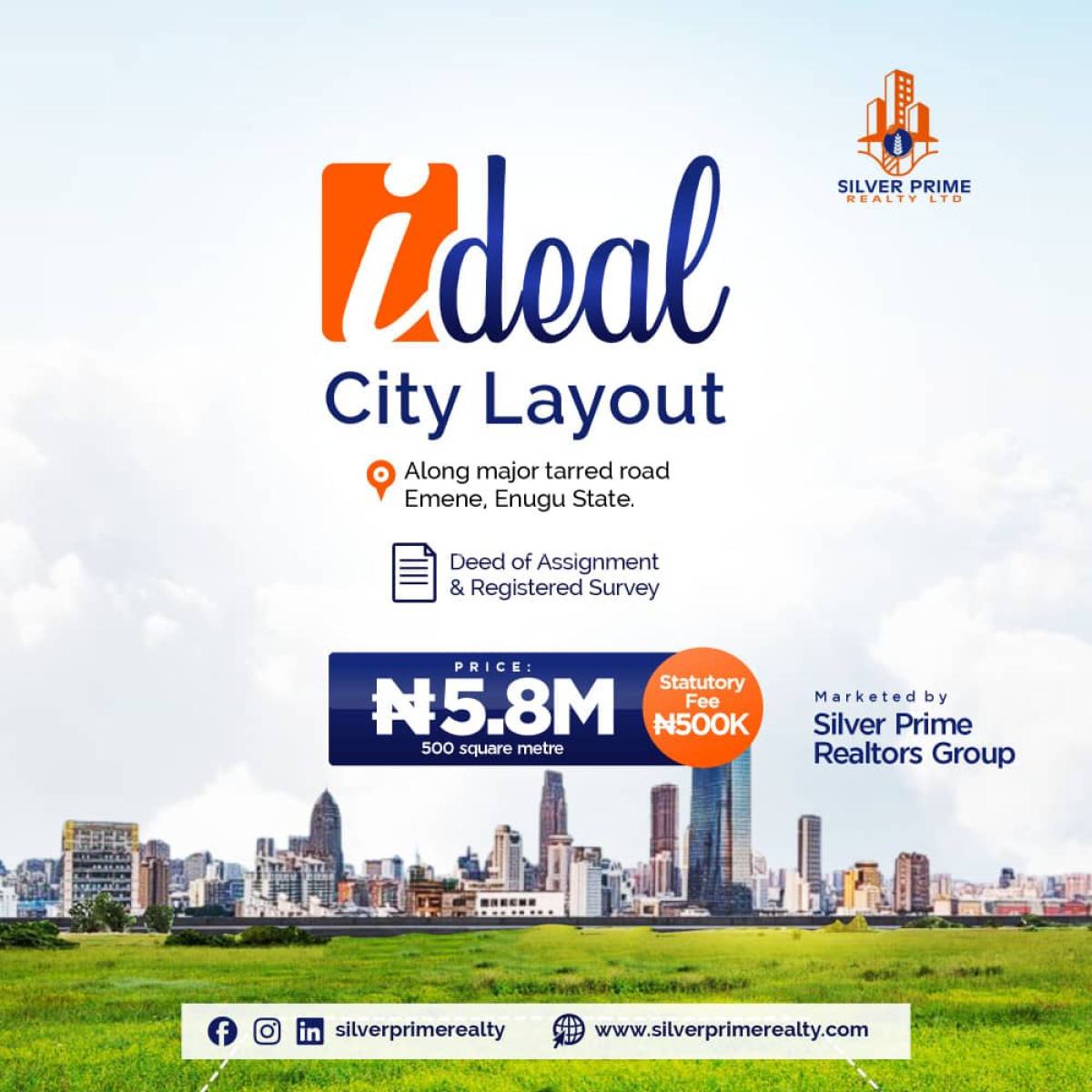 Land, Ideal City Layout, Nkwubor Emene, Enugu, Enugu, Mixed-use Land for Sale