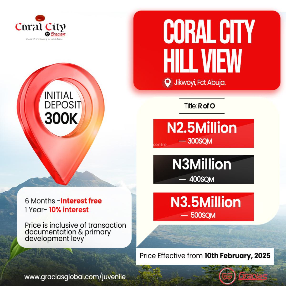 Affordable Land with Right of Occupancy (r of O), Coral City Hill View  Nestled in Jikwoyi, Wuse 2, Abuja, Residential Land for Sale