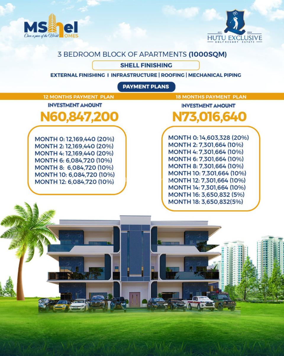 Luxury 3 Bedroom Apartment with Excellent Facilities, Hutu Abuja, Airport Road, Before Centenary City, Lugbe District, Abuja, Flat / Apartment for Sale