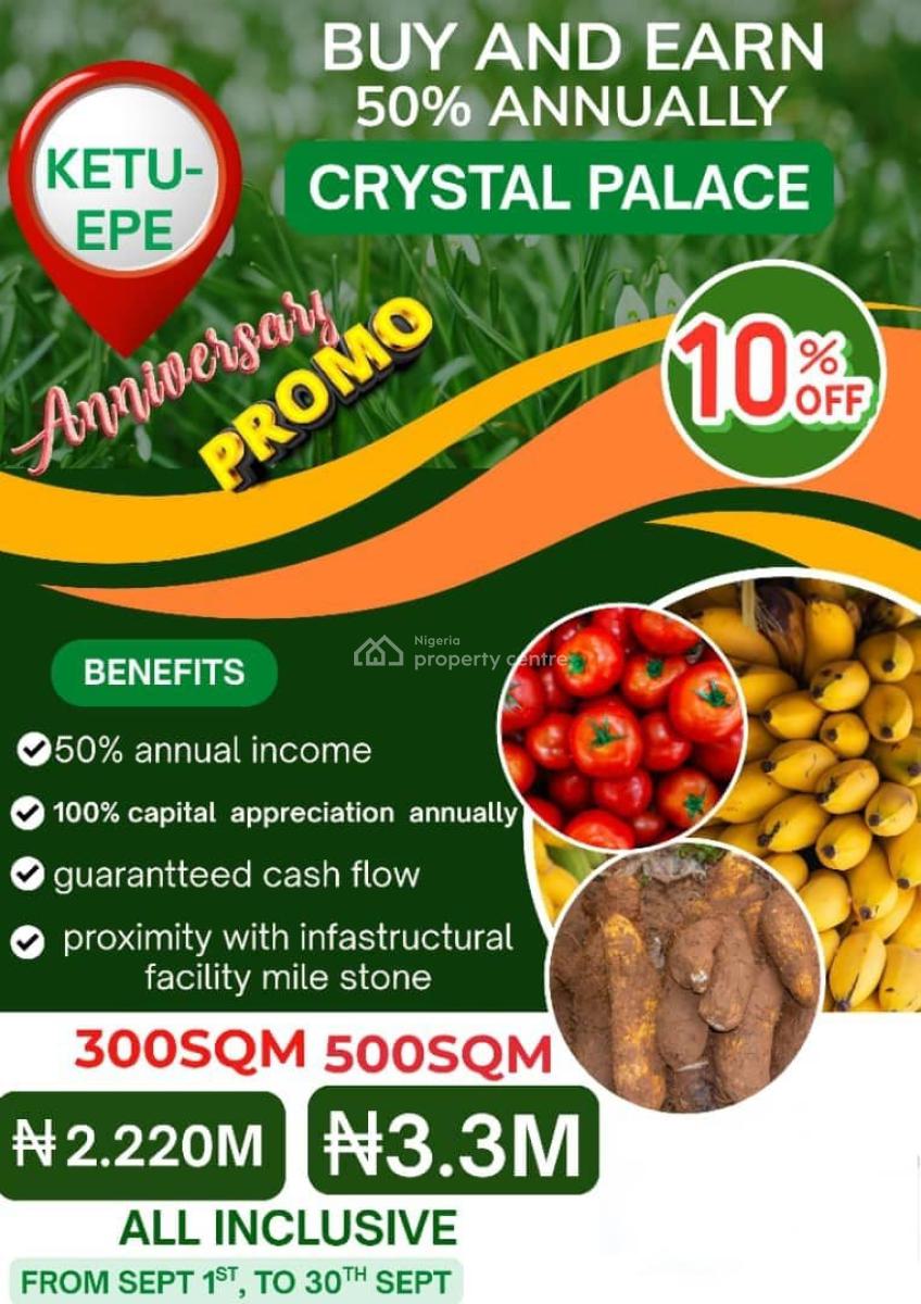 Buy & Earn 50% Annually  Interest with Registered Survey and Deed, Crystal Palace Located in Ketu 100% Appreciation in Less Than a Year, Epe, Lagos, Residential Land for Sale
