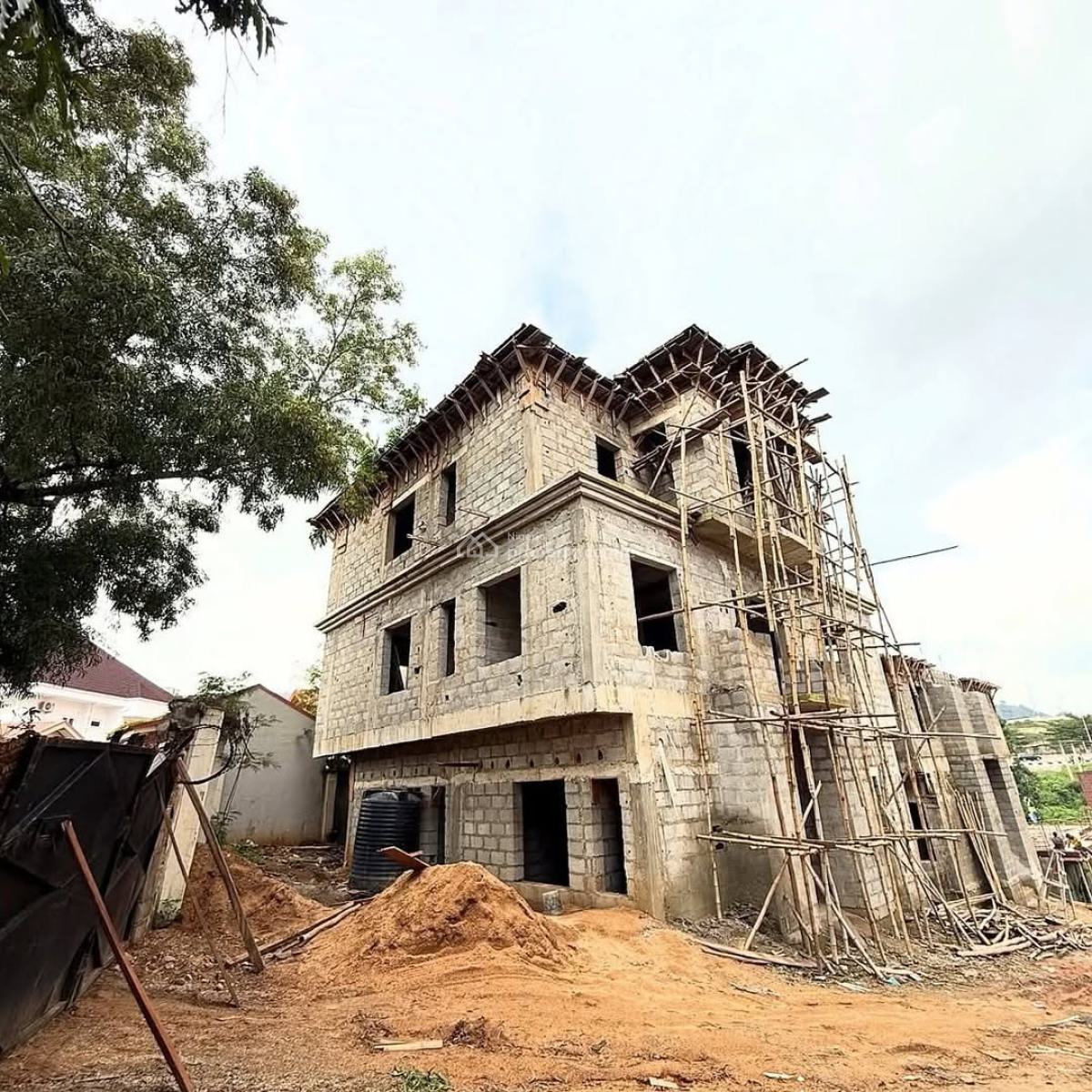 Carcass 5 Bedroom Fully Detached Duplex with Bq, Swimming Pool, Panama Street, Maitama District, Abuja, Detached Duplex for Sale