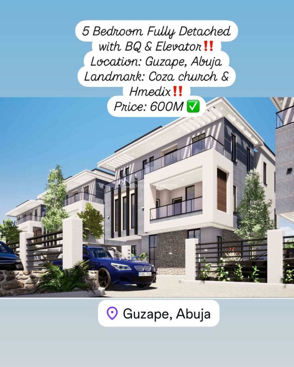 Offplan Luxury 5 Bedroom Detached Duplex with Bq, Office , Elevator, H Medix, Guzape District, Abuja, Detached Duplex for Sale
