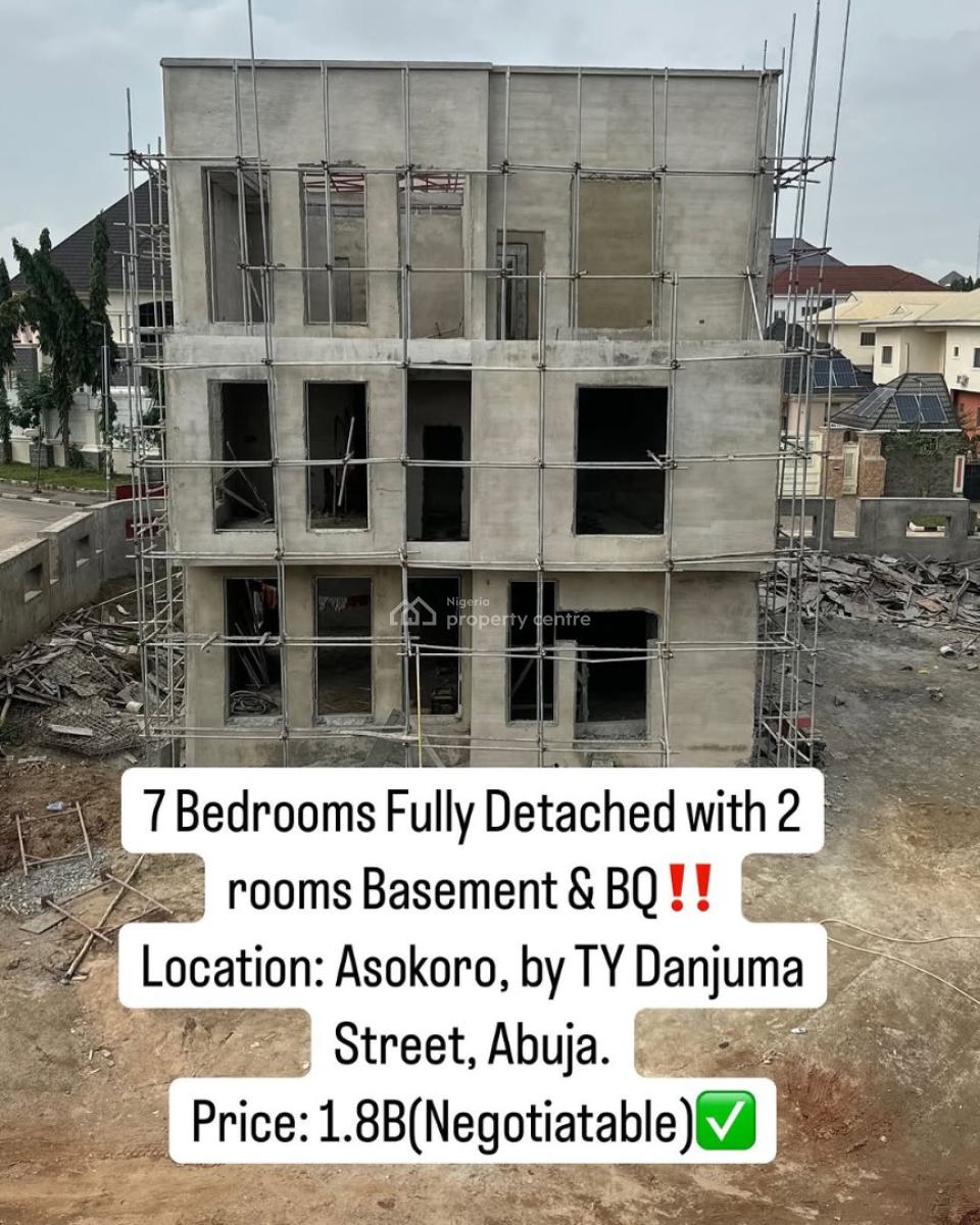 Luxury 7 Bedroom Fully Detached Mansion with Bq, Basement, Elevator, Ty Danjuma, Asokoro District, Abuja, Detached Duplex for Sale