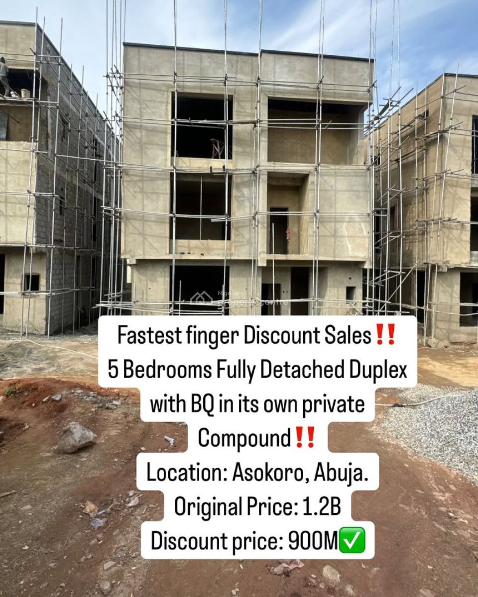 Off Plan 5 Bedroom Detached Duplex with Bq, Aya Round About, Asokoro District, Abuja, Detached Duplex for Sale