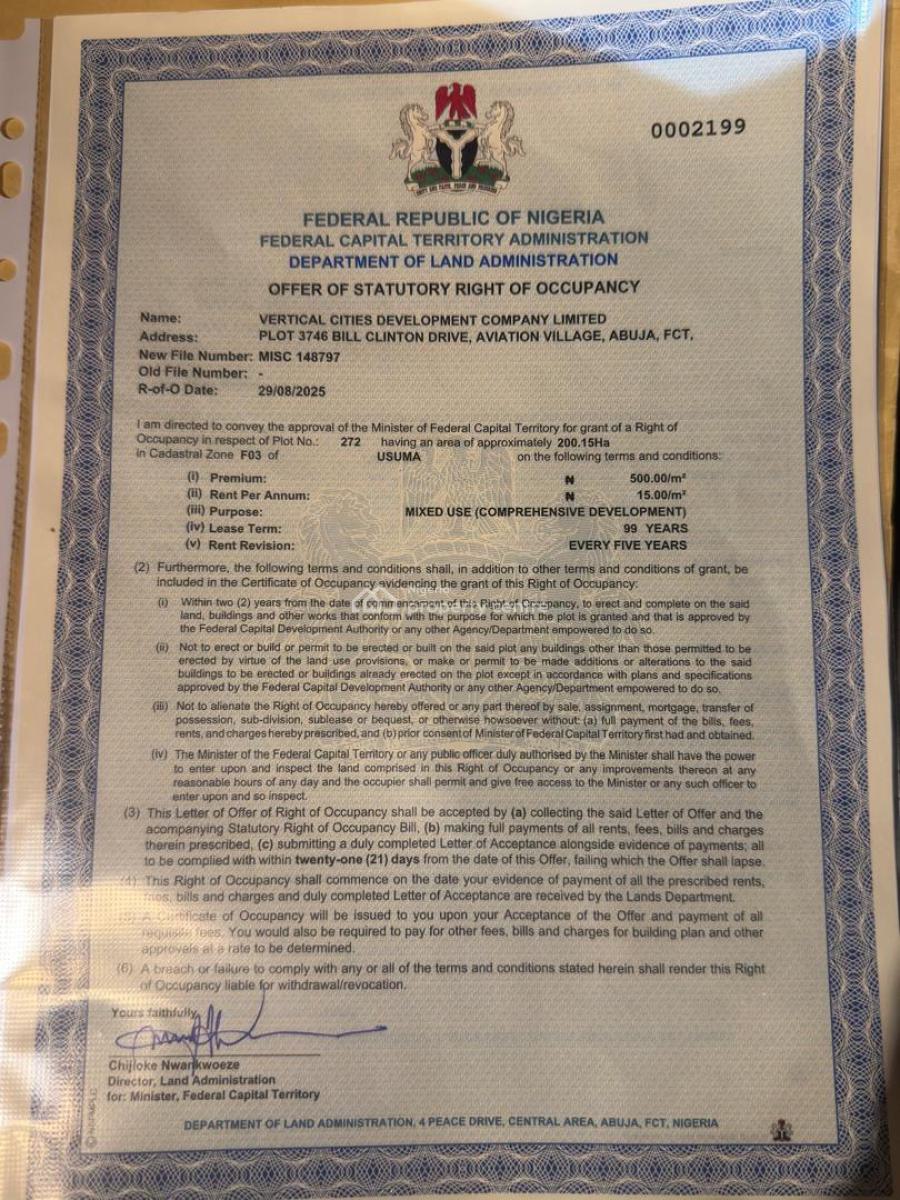 75,100&200hectare , Mixed Use(comprehensive Development)rofo,, Maitama 2, Maitama 2, Maitama District, Abuja, Mixed-use Land for Sale
