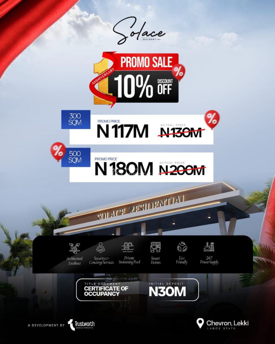 Prime Location Land with Certificate of Occupancy C of O, Luxury Waterfront Strategically Located at Chevron, Lekki Expressway, Lekki, Lagos, Residential Land for Sale