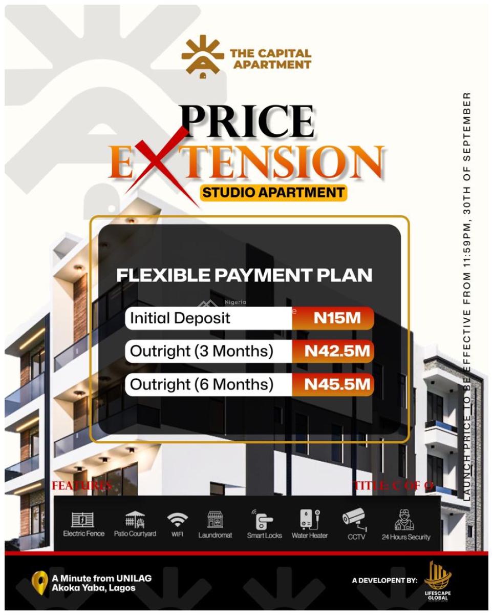 Cashflow Generating 1bed Apartment with Flexible Payment Plan, a Min Away From University of Lagos, Yaba, Lagos, Block of Flats for Sale