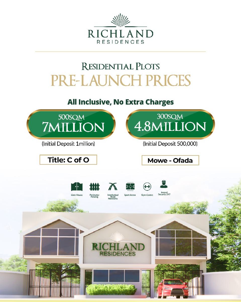 Residential and Commercial Land in a Serene and Secured Estate in Mowe, (25mins Drive to Lagos Mainland), Mowe Town, Ogun, Residential Land for Sale