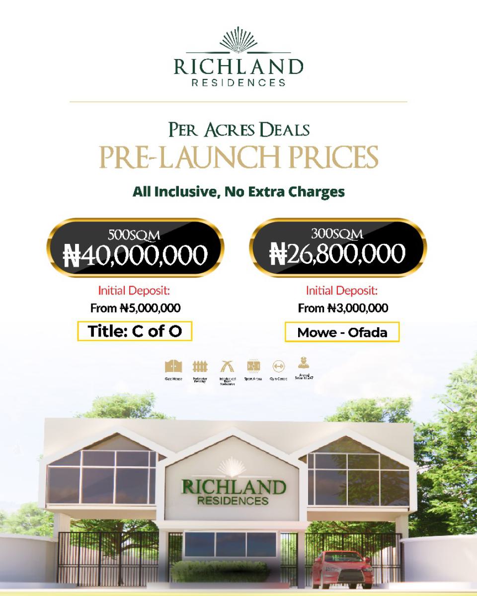 Residential and Commercial Land in a Serene and Secured Estate in Mowe, (25mins Drive to Lagos Mainland), Mowe Town, Ogun, Residential Land for Sale