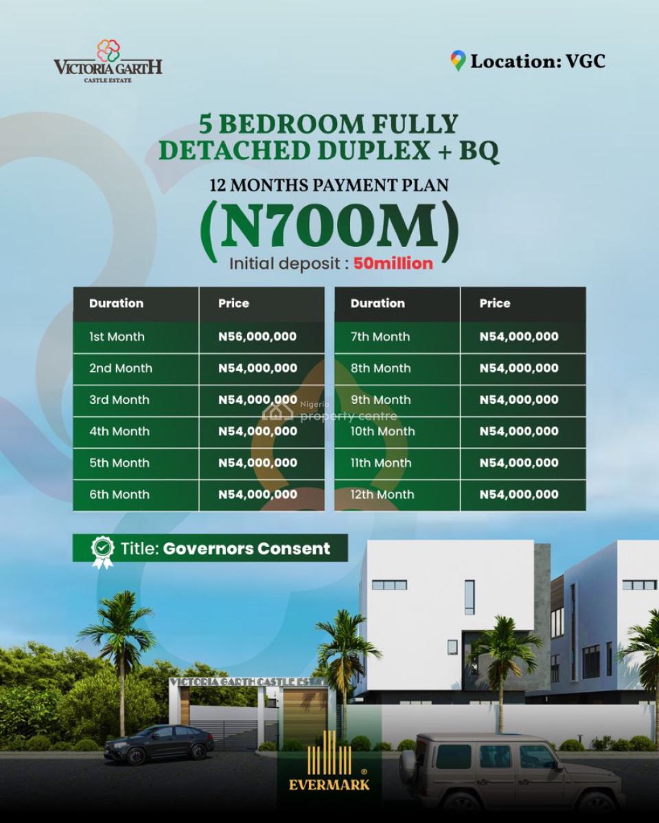 5 Bedroom Fully Detached with Bq, Vgc, Lekki, Lagos, Detached Duplex for Sale