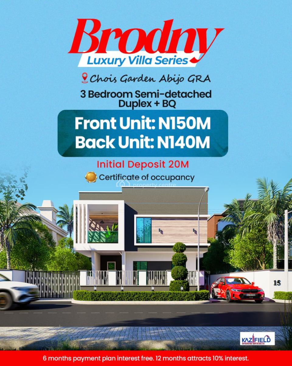 3  Bedroom Semi Detached House with Bq, Brodny Luxury Villa, Chois Garden, Abijo Gra, Abijo, Lekki, Lagos, Semi-detached Duplex for Sale