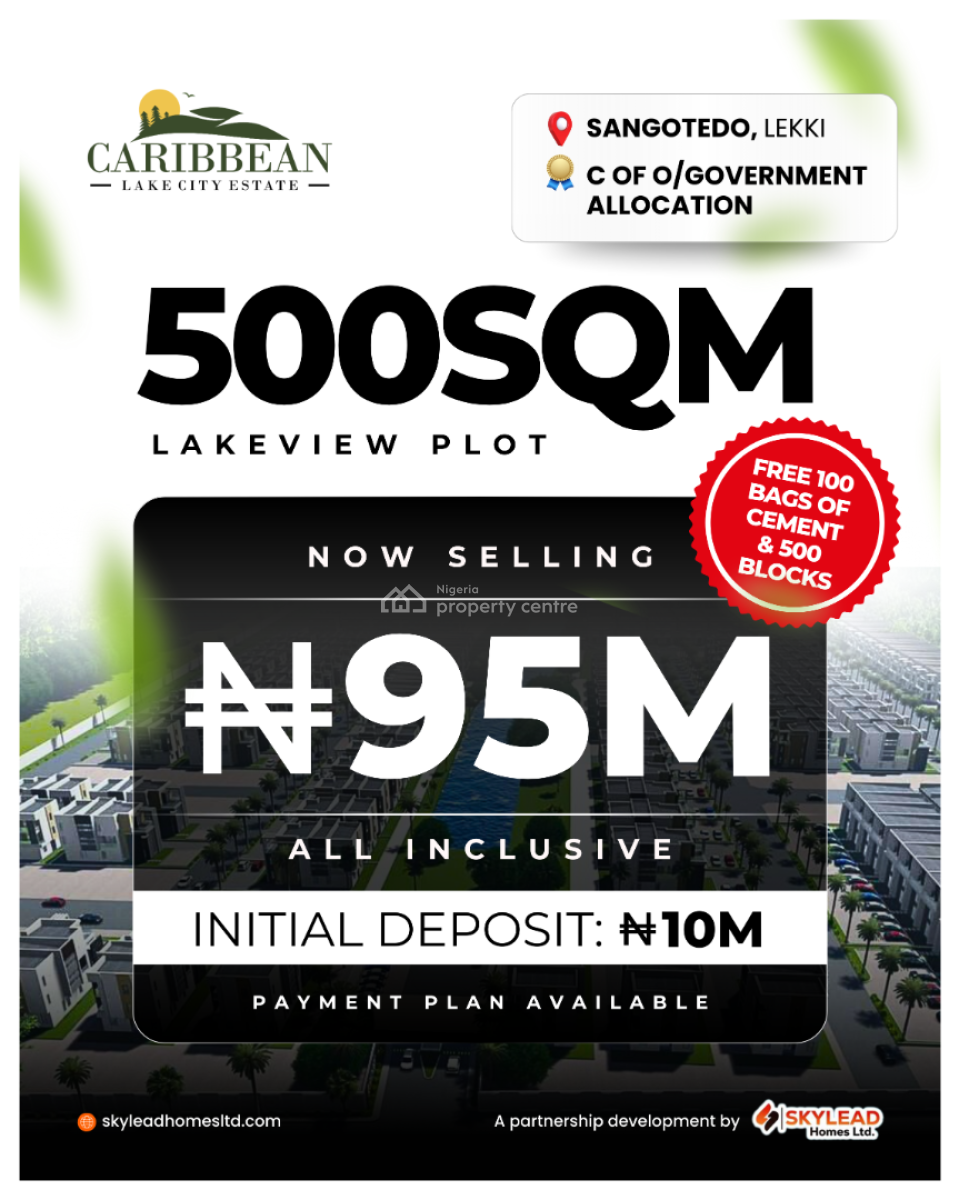 Affordable C of O Waterfront Land with 100 Bags of Cement and 500 Blocks, Sangotedo, Ajah, Lagos, Mixed-use Land for Sale