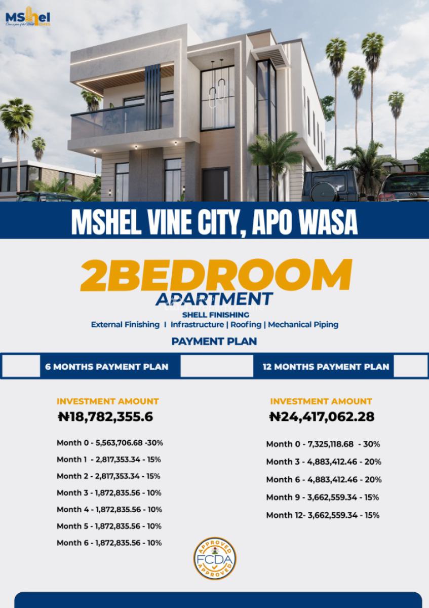 Luxury Two Bedroom Apartments with Excellent Facilities, Mshel Vine City Apo Wasa, Wasa, Apo, Abuja, Flat / Apartment for Sale