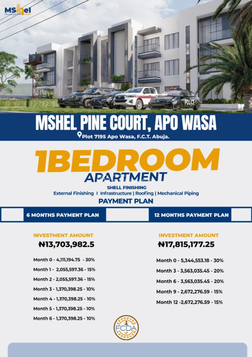 Luxury 1 Bedroom Apartment with Excellent Facilities, Mshel Pine Court, Wasa, Apo, Abuja, Flat / Apartment for Sale
