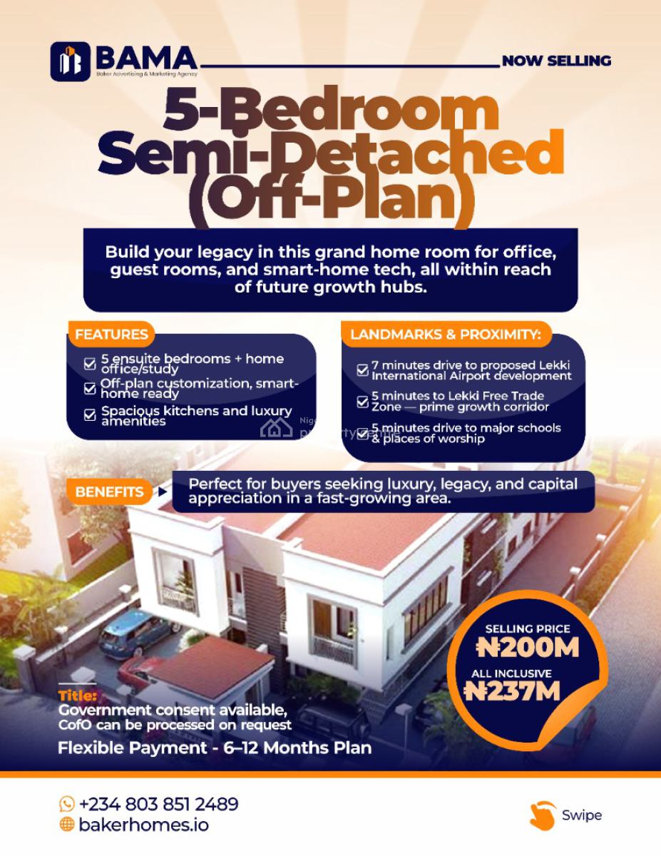 Buy Luxury Homes & Serviced Plots 2, 4, 5 Bedroom Semi Detached Duplex, Shalom Park Estate, Ajah, Lagos, Semi-detached Duplex for Sale