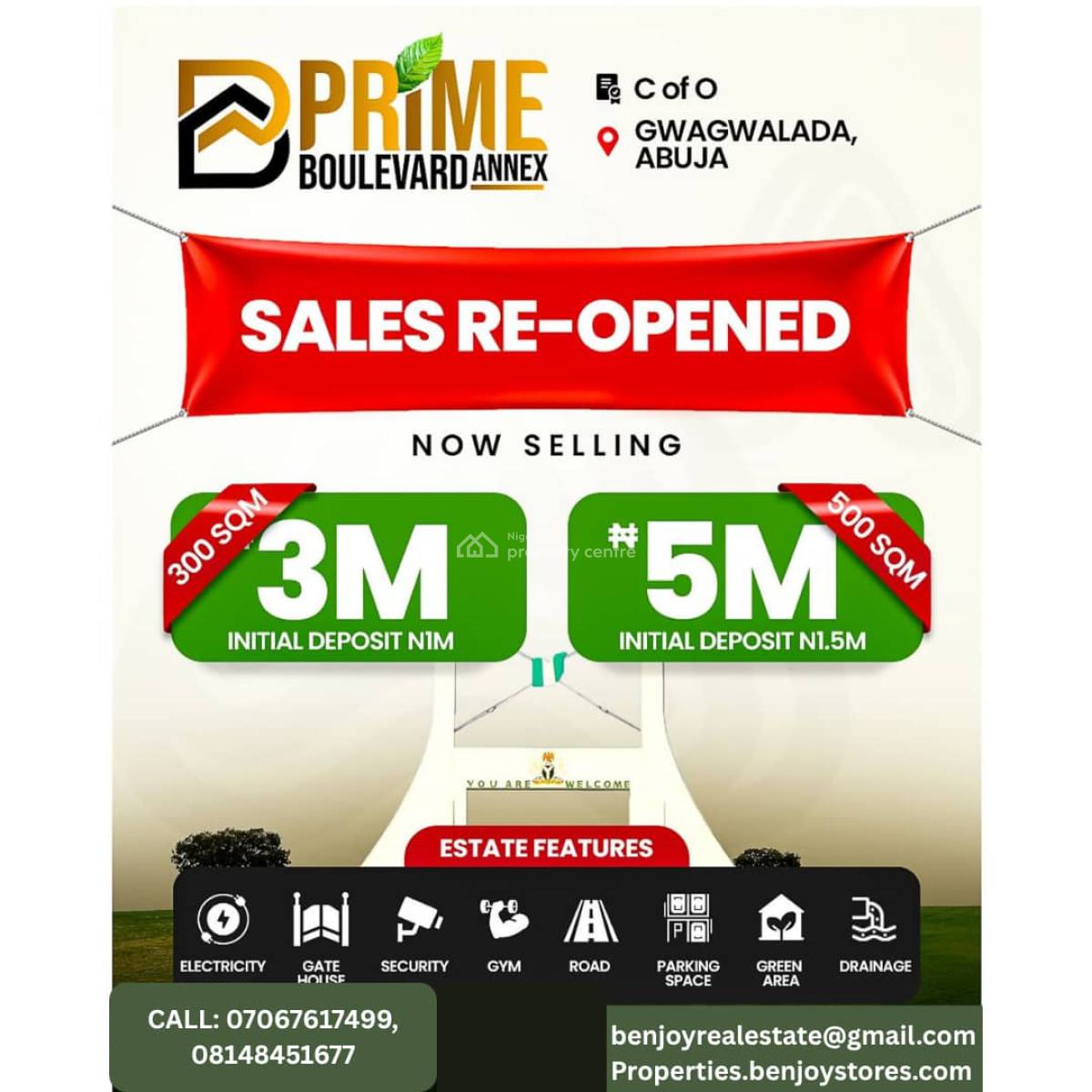 Prime Boulevard Annex 300sqm, Gwagwalada, Abuja, Land for Sale