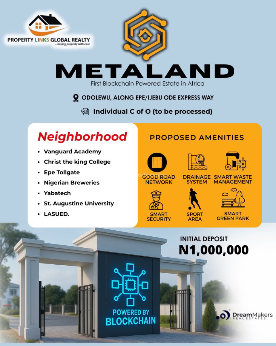Most Affordable Land Directly Facing The Express Road, Metaland Estate Odolewu Along Epe/ijebu Ode Express Way, Epe, Lagos, Industrial Land for Sale