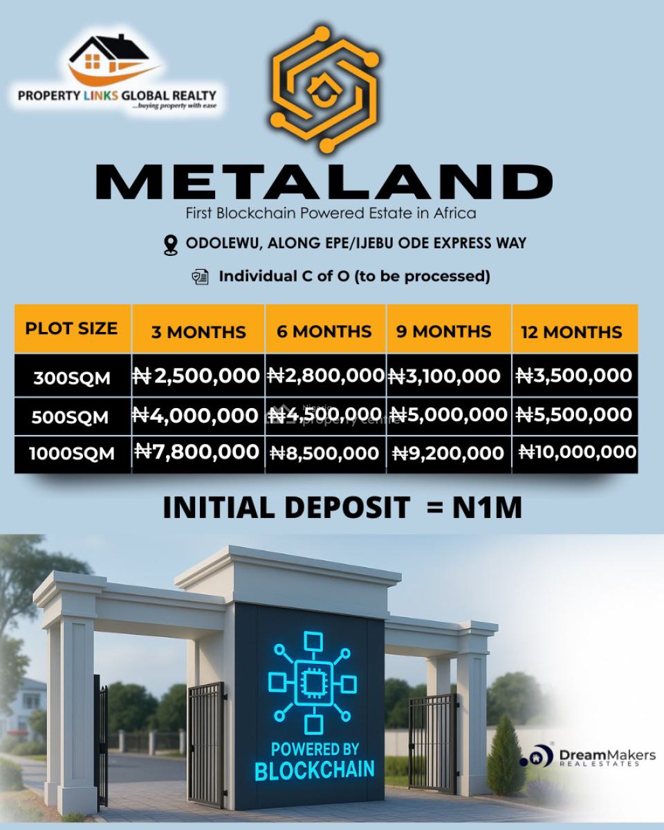 Most Affordable Land Directly Facing The Express Road, Metaland Estate Odolewu Along Epe/ijebu Ode Express Way, Epe, Lagos, Industrial Land for Sale