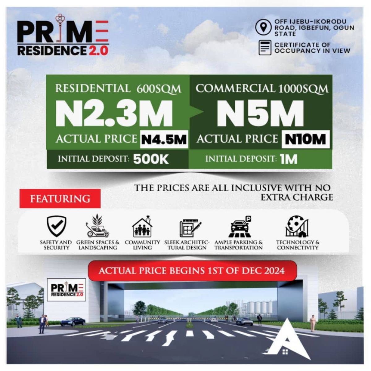 Most Affordable Land in a Prime Location, Prime Residence 2.0 Ijebu Ikorodu,igbefun, Ikorodu, Lagos, Commercial Land for Sale