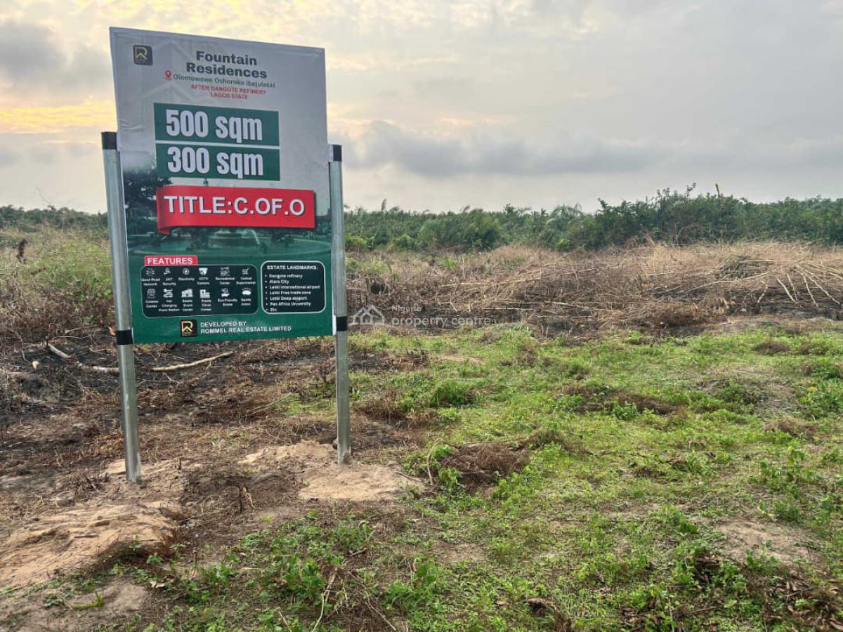 Affordable Land with C of O in a Prime Location, Fountain Residence Omolewewe, Ibeju Lekki, Lagos, Commercial Land for Sale
