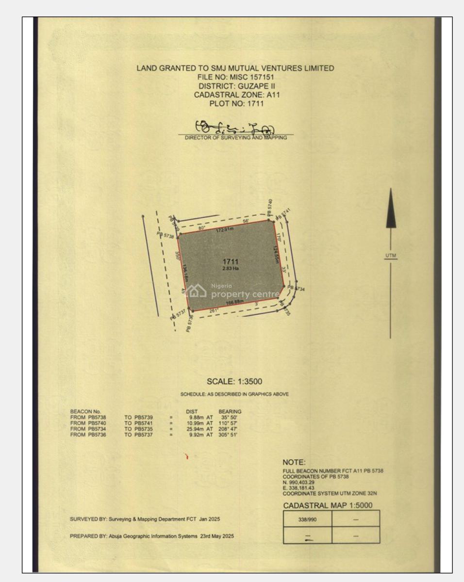 8 Hectares in Guzape 2, Abuja, Adjacent Gilmore Yard, Guzape 2, Guzape District, Abuja, Mixed-use Land for Sale