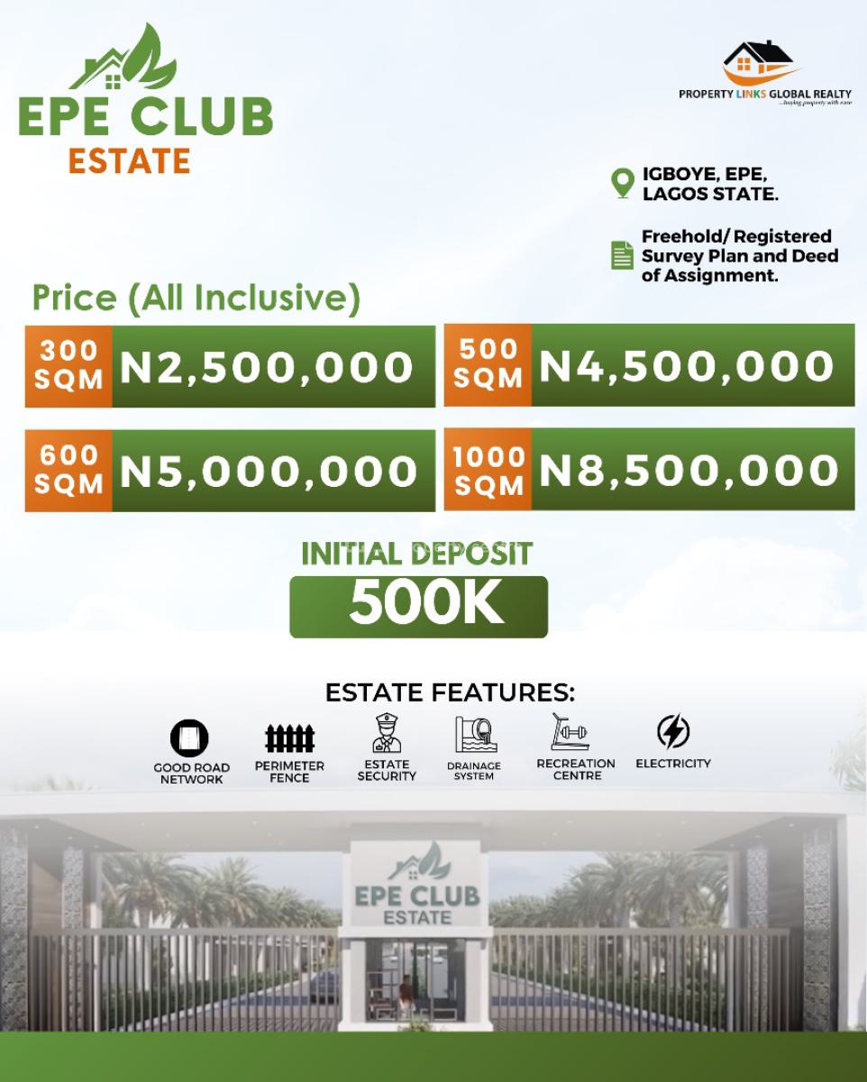 Land with Freehold /registered Survey and Deed of Assignment., Epe Club Is Seated on a Dry Land at Igboye, Epe, Lagos, Residential Land for Sale