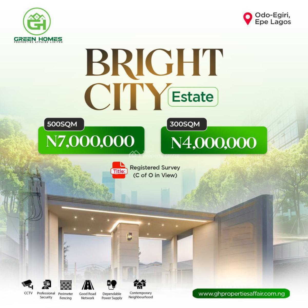Land with Registered Survey and Deed of Assignment, Bright City Located in Odo-egiri, Epe, Lagos, Residential Land for Sale