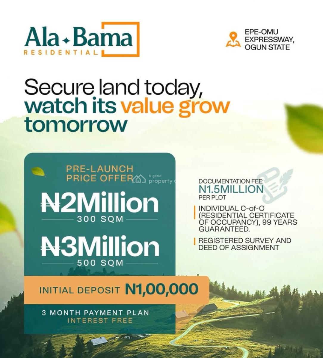 Titled Land at Alabama Residence, Epe-omu, Expressway, Ogun State, Ijebu Ode, Ogun, Residential Land for Sale