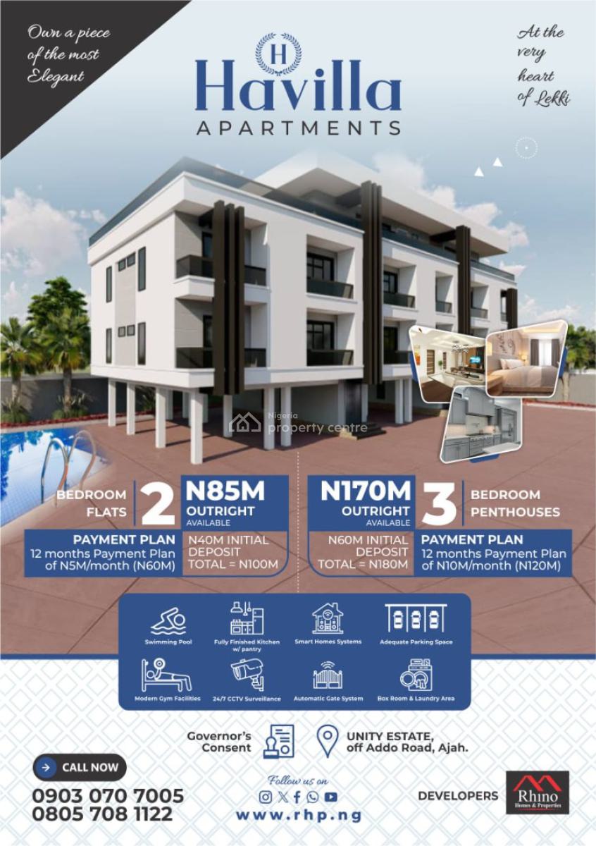 Exclusive 2/3 Bedroom Luxury Apartments with Excellent Facilities, Unity Estate, Off Addo Road, Ajah, Lagos, Flat / Apartment for Sale