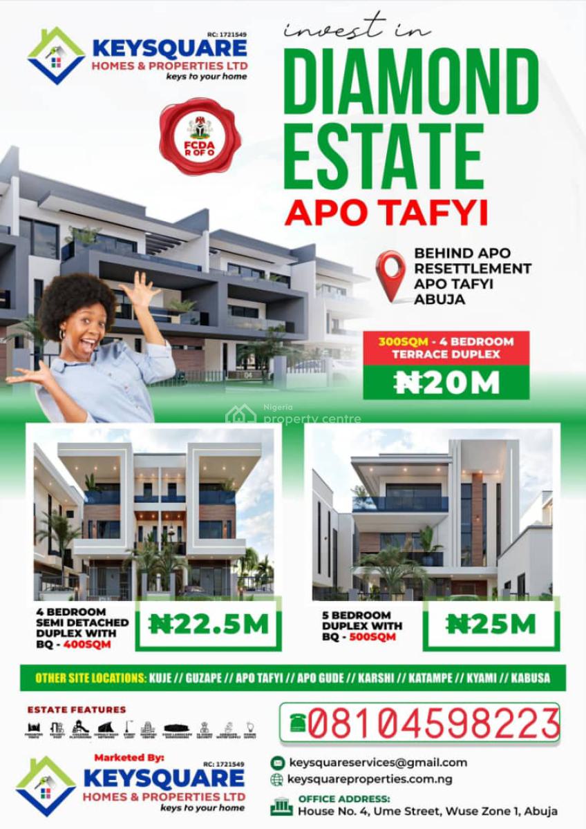 Buildable and Livable Estate Plot, Diamond Estate, Apo Tafyi District, Apo, Abuja, Residential Land for Sale