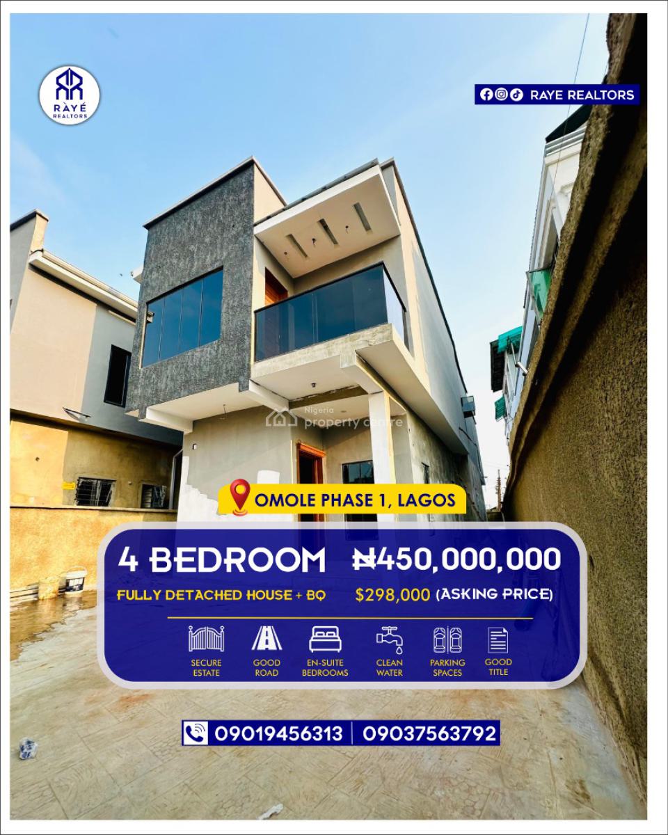 Newly Built 4-bedroom Fully Detached Duplex + Bq in an Estate, Omole Phase 1, Ikeja, Lagos, Detached Duplex for Sale