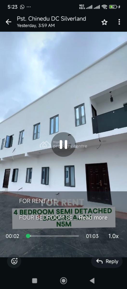 4 Bedroom Semi Detached, Badore, Ajah, Lagos, House for Rent