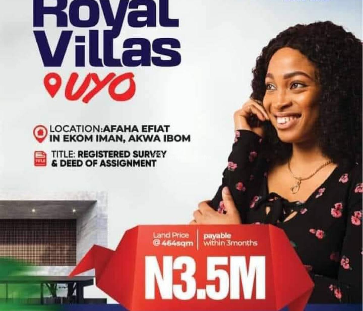 Affordable and Verified Dry Land, Royal Villas 5mins Drive to Ekom Iman Flyover Afaha Afiat, Uyo, Akwa Ibom, Mixed-use Land for Sale