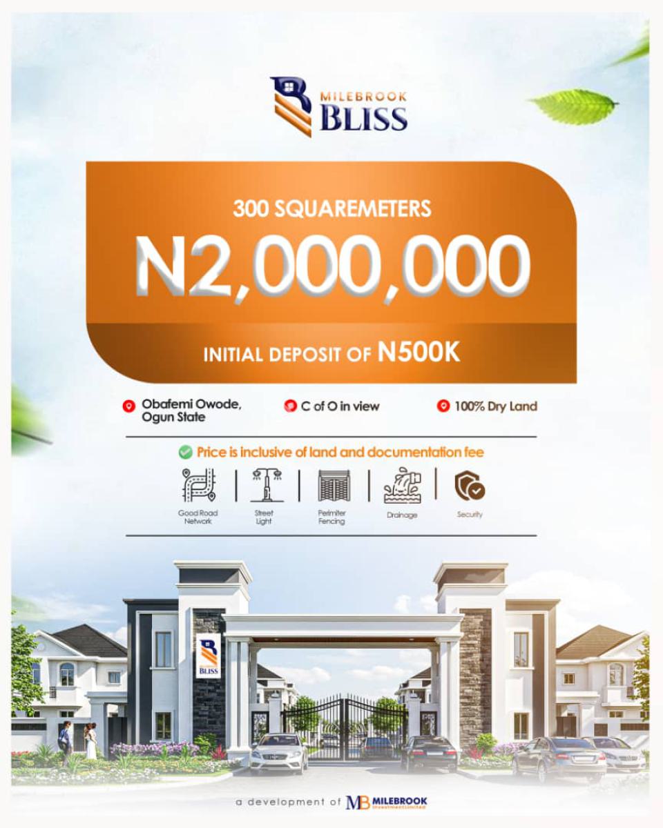 Verified and Affordable Land in a Built Up Location, Milebrook Bliss Estate Obafemi Owode Ogun State, Obafemi Owode, Ogun, Commercial Land for Sale