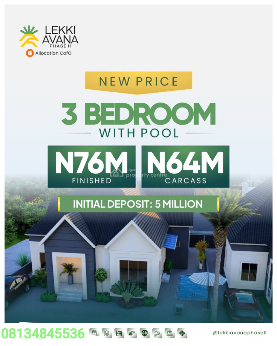 Fully Finished 3 Bedroom Bungalow with Swimming Pool, Eleranigbe Off Lekki-epe Expressway, Eleranigbe, Ibeju Lekki, Lagos, Detached Bungalow for Sale