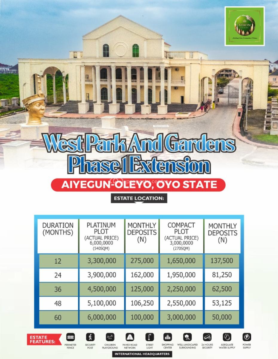 Land Selling at Ayegun, West Park and Gardens Phase 1ext. Ayegun-eleyo, Ibadan, Oyo, Mixed-use Land for Sale