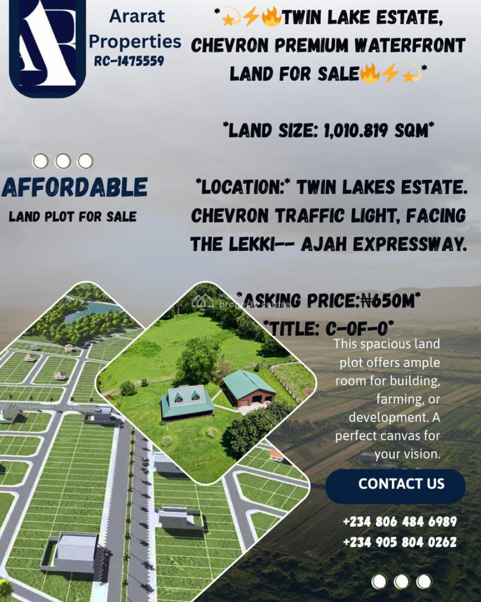 Well Shaped Land in a Secured Estate in Chevron, Twin Lake Estate, Chevron, Lekki, Lagos, Lekki, Lagos, Land for Sale