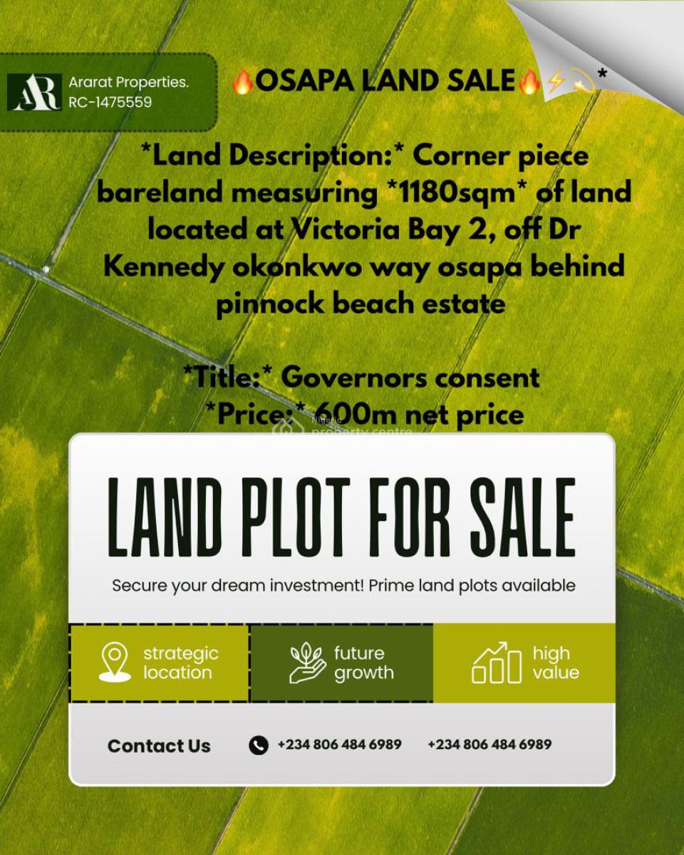 Cornerpiece Fenced Dry Land at Osapa, Victoria Bay Estate, Osapa, Lekki, Lagos, Lekki, Lagos, Land for Sale